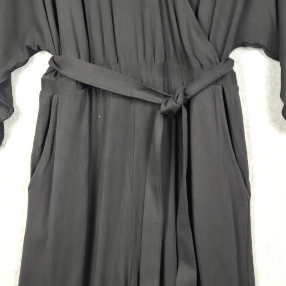 Garnet Hill Prato Knit Boatneck Kimono Sleeve Wide Leg Jumpsuit Black Medium NEW - Picture 4 of 13